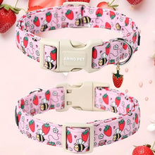 Load image into Gallery viewer, ARING PET Summer Dog Collar-Cute Pink Dog Collar for Small Dogs, Adjustable Strawberry Bees Print Pet Collars Puppy Collar for Small Medium Large Dogs
