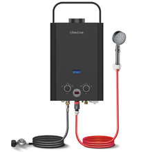 Load image into Gallery viewer, Propane Water Heater, 6L 1.58GPM 41000 BTU Portable Tankless Water Heater Outdoor, Gas Instant Hot with Handle Overheating Protection for RV Trips, Camping, Boat Cabins, Outdoor Shower, Black
