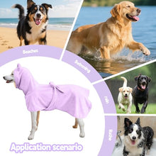 Load image into Gallery viewer, Super Absorbent Dog Bathrobe Pineapple Soft Fast Drying Dogs Towel Robe Adjustable Drying Coat for After Bath with Hood (Coral Velvet Purple, XX-Large)
