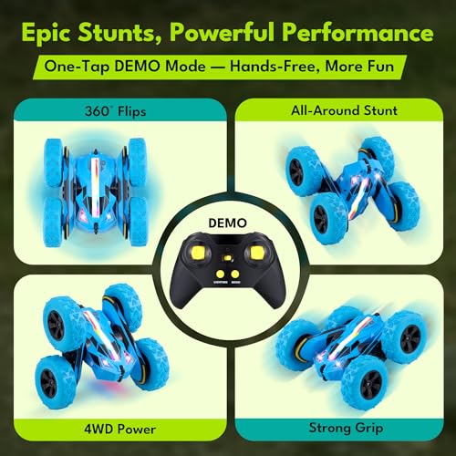 Threeking New Remote Control Car RC Flip Stunt Double Sided Driving Ca ...