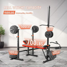 Load image into Gallery viewer, Foldable 1500LBS 8 IN 1 Weight Bench Set with Rack, Leg Extension
