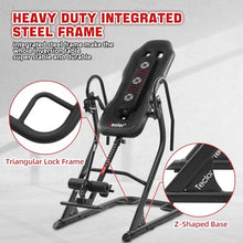 Load image into Gallery viewer, Teclor Inversion Table,Advanced Heat and Massage Function,Strength Training Inversion Table for Back Pain Relief,350 lbs Capacity with Thickened 3D Memory Foam backrest,Black
