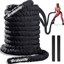 Load image into Gallery viewer, Brobantle Battle Rope 1.5 Inch Diameter,Black 30FT Exercise Workout Ropes for Home Gym Heavy Weighted Training Rope for Working Out
