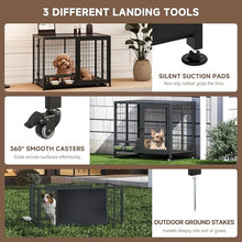 Load image into Gallery viewer, Heavy Duty Dog Crate for Small Dogs, 3 in 1 32.7" Foldable Collapsible Dog Kennel &amp; Playpen with Lockable Wheels &amp; Feeding Bowls, Escape Proof Metal Dog Cage for Indoor Outdoor Use, Black
