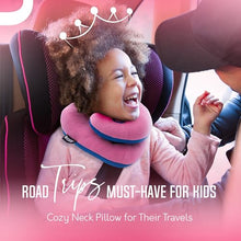 Load image into Gallery viewer, BCOZZY Kids Travel Neck Pillow (3-7 Y/O)- Patented Soft Toddler Pillow for Head &amp; Chin Support in Car Seat, Airplane, and Road Trip Sleeping. Adjustable Size. Fully Washable. Carry Bag. Small, Hearts
