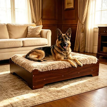 Load image into Gallery viewer, HEAVE SPROUT Elevated Dog Bed 37⅜" × 28⅜"×7⅝”,Raised Wooden Dog Bed Frame and Mattress for Large Pets up to 80lbs
