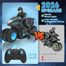 Load image into Gallery viewer, RC Motorcycle, Remote Control Motorcycle with RGB Wheels Lights - 360-degree Rotations
