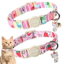 Load image into Gallery viewer, ARING PET 2 Pack Cat Collars-Cute Breakaway Summer Cat Collar with Bell &amp; Pendant, Adjustable Strawberry&amp;Ice Cream Pattern Kitten Collars with Safety Buckle for Girl and Boy Cats

