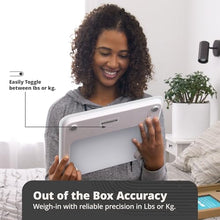 Load image into Gallery viewer, Greater Goods AccuCheck Digital Scale for Body Weight - Accurate Digital Bathroom Scale with High-Precision Sensors, Large Easy-to-Read Backlit Display, 400 lb Capacity, Auto Step-On (White)

