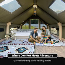Load image into Gallery viewer, Qeroo® Luxury Inflatable Camping Tent,Wind &amp; Rain Resistant,Breathable &amp; Durable Wear-Resistant Fabric,Built-in Stove Jack,Fast Setup with Pump,All-Season Ready,Dual Doors,Mosquito-Proof Mesh Windows

