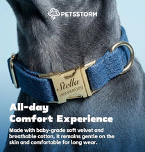 Load image into Gallery viewer, Personalized Polyester Dog Collar with Name and Phone Number, Customizable Laser-Engraved Collar with Metal Quick Release Buckle for Dogs
