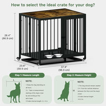 Load image into Gallery viewer, Heavy Duty Dog Crate for Medium Dogs, 3 in 1 37.8" Foldable Collapsible Dog Kennel &amp; Playpen with Wheels &amp; Feeding Bowls, Escape-Proof Metal Dog Cage for Indoor Outdoor Use, Rustic Brown
