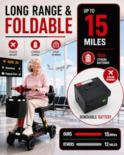 Load image into Gallery viewer, Ecomobi Light Weight Mobility Scooter for Seniors &amp; Adults, 12–30 Mile Range, Foldable Airline Approved Portable 4 Wheel Motorized Scooter with Removable Lithium Battery, 300 lb Capacity, Ultra Red
