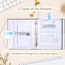 Load image into Gallery viewer, XKDOUS Important Document Organizer Emergency Binder Life Organizer Folio Folders with 9 Pockets Expanding File Storage Holder for Papers, Letters, Cards, Bills, Passports, Photos
