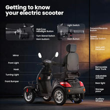 Load image into Gallery viewer, Super Large Electric 4 Wheel Mobility Scooters, Heavy Duty 800W Wheelchair Device, 25 Miles Long Range, All Terrain Mobility Scooter，Speed Adjust, Remote Key,Receive Ready to Ride (Black)
