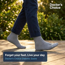Load image into Gallery viewer, Doctor's Choice Diabetic Socks for Men, Seamless Ankle Socks with Non-Binding Top, Provides Extra Comfort for Gout, 4-Pairs, Grey, Large, Size 10-13
