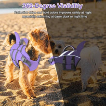 Load image into Gallery viewer, Dogcheer Dog Life Jacket with Shark Fin, High Buoyancy Swim Vest with Top Rescue Handle, Adjustable Reflective Flotation Vest for Swimming, Kayaking, Boating - Taro Purple,XL
