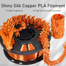 Load image into Gallery viewer, DO3D Silk Metallic Shiny Copper 3D Printer Filament, 1.75mm PLA 3D Printing Material 1kg 2.2lbs/Spool,for FDM 3D Printer
