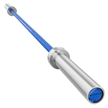 Load image into Gallery viewer, RitFit Elite 6.6ft Olympic Barbell, Robust 45lb Barbell for Weightlifting and Powerlifting, Superior Olympic Bar with Exceptional 900lbs Load Capacity, Weight Bar for 2” Standard Plates Sliver/Blue
