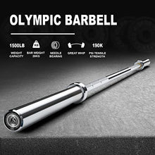Load image into Gallery viewer, LIONSCOOL 7ft Olympic Barbell (Silver Chrome, 1500LBS, No Center Knurl)
