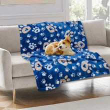 Load image into Gallery viewer, Gowyeg Dog Blanket, Soft Fleece Dog Blankets for Small Medium Dogs, Fluffy Flannel Pet Cat Puppy Blanket Mat Cover for Bed Couch, Cute Paw Print Throw Blanket for Dogs, Blue, 40"X30"
