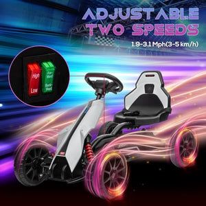 Safe and Fun 12V Electric Go Kart for Kids 3-8 Years Old, Outdoors Adventure Ride-On Toy, White