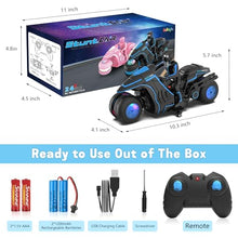 Load image into Gallery viewer, Remote Control Motorcycle Toys, Colorful Wheels Light Off-Road RC Dirt Bike with Detachable Rider
