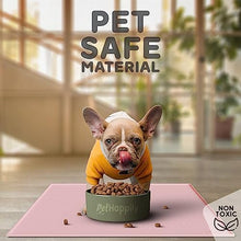 Load image into Gallery viewer, Dog Food Mat - 24x15 Raised Edges Dogs Mat for Food and Water Prevent Spill, Waterproof Cat Food Mats Protect Floors, Easy Clean Dog Bowl Mats for Food and Water, Silicone Pet Feeding Placemats Pink
