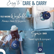 Load image into Gallery viewer, BCOZZY Travel Neck Pillow for Airplane– Patented Double Support for Head, Neck, and Chin. Best for Long Flights, Plane Sleeping, and Car Rides. Adjustable Size. Washable. Carry Bag. Large, Purple
