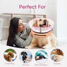 Load image into Gallery viewer, Supet Raised Inflatable Dog Cone After Surgery - Adjustable Recovery Donut Collar with Removable Shield to Stop Licking Wounds &amp; Protect Stitches - Soft Dog Cone Alternative for Large Dogs (Pink,L)
