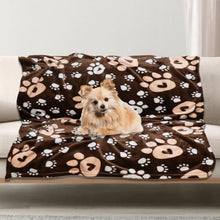 Load image into Gallery viewer, Gowyeg Dog Blanket, Soft Fleece Dog Blankets for Small Medium Dogs, Fluffy Flannel Pet Cat Puppy Blanket Mat Cover for Bed Couch, Cute Paw Print Throw Blanket for Dogs,Brown, 40"X30"
