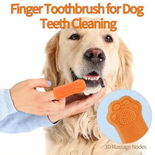 Load image into Gallery viewer, 3PCS Pet Grooming Kit – Dog Bath Brush with Soap Dispenser &amp; 2 Finger Toothbrushes | Silicone Dog Shampoo Brush for Small Medium Large Dogs, Soft Deshedding Massage Brush for Puppy &amp; Cats
