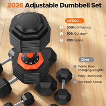 Load image into Gallery viewer, 2026 Updated Adjustable Dumbbell Set of 2, 10-in-1 Weights Dumbbell Set with Storage Box, 110lbs/55lbs
