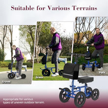 Load image into Gallery viewer, Fvzzin All Terrain Knee Scooter for Adults, Foldable Rolling Knee Scooter with DIY Stickers &amp; Shock Absorber, Steerable Knee Walker for Broken Foot, Ankle Injuries &amp; Surgery, Better Crutch Alternative
