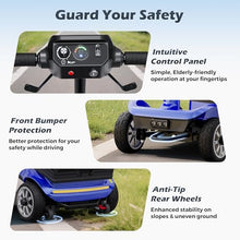 Load image into Gallery viewer, Mobility Scooter for Adults with Spare Battery – 24.8 Miles Total Range, 4-Wheel Foldable Portable Motorized Scooter, 330 lbs Capacity, Dual Baskets, Cup &amp; Phone Holder, Blue
