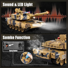 Load image into Gallery viewer, 1/24 RC Tank, US M1A2 Army Toys with Sound Effects, Lights and Smoke, 2.4GHz Remote Control Tank
