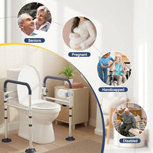 Load image into Gallery viewer, HolyHeal Toilet Safety Rails for Seniors, Adjustable Height &amp; Width Toilet Rails, 350 lb Toilet Handles for Elderly and Disabled, Foldable Toilet Safety Frame, Toilet Bars Fit Any Toilets
