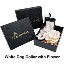 Load image into Gallery viewer, ARING PET Velvet Dog Collars, White Soft Pet Collar with Detachable Felt Flower Metal Buckle for Puppy Small Medium Large Boy Girl Dogs-M
