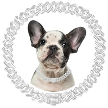 Load image into Gallery viewer, Silver Dog Chain Collars Diamond Dog Necklace Metal Cuban Link Puppy Collar with Secure Buckle Walking Crystal Jewelry Kitten Cat Chain Necklace for Small Medium Large Pet Dogs Boys Girls, 10 Inch
