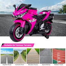 Load image into Gallery viewer, 12V Electric Ride On Motorcycle for Kids, Training Wheels, Full Hand Drive Motorbike Toy, Perfect for Boys and Girls (3-8 Yrs) (Pink)
