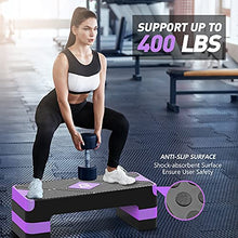 Load image into Gallery viewer, GYMMAGE Aerobic Exercise Stepper - Adjustable Workout Platform, 26.5" Step Deck with 4", 6", 8" Height Risers, Women's Home Gym Cardio Fitness
