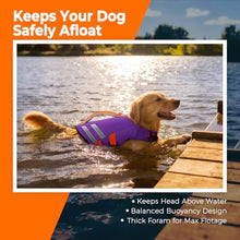 Load image into Gallery viewer, LeLePet Dog Life Jacket, High Flotation Swim Vest for Dogs L Purple
