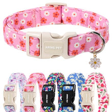 Load image into Gallery viewer, ARING PET Girl Dog Collar, Cute Spring Summer Pink Daisy Floral Pet Collars for Puppy Small Medium Large Female Girly Dogs-M, for Daily Outdoor Walking Training
