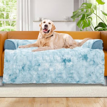 Load image into Gallery viewer, blunique Calming Large Dog Couch Bed, Waterproof Memory Foam with Durable Fluffy Fuzzy Mats, Washable Removable Cover Protector for Sofa, Bedside, Gift, 45 x 37 Inches, Tie-Dye Blue
