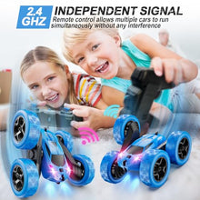 Load image into Gallery viewer, QUNREDA Remote Control Car, RC Cars Toys for Kids Ages 6-12, 4WD Stunt Car with LED Lights

