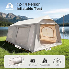 Load image into Gallery viewer, ABORON 12-14 Person Inflatable Camping Tent, 2-Room Glamping Tent with Pump
