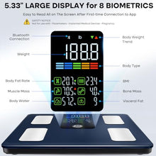Load image into Gallery viewer, GE Smart Scale for Body Weight, BMI, Fat, Muscle Mass, Digital Bathroom Scales 500lbs Bluetooth 11.8" Large Platform Weighing Machine Health Monitor with App, Dark Blue
