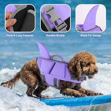 Load image into Gallery viewer, Dogcheer Dog Shark Life Jacket with Extra Foam, High Buoyancy Dog Life Vest with Rescue Handle for Swimming Boating, Reflective Adjustable Puppy Swim Vest for Small Medium Large Dogs, Purple - M
