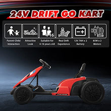 Load image into Gallery viewer, 24V Electric Drifting Go Kart for Kids 4-16 Year, 7Ah Battery Powered Electric Car Ride on Toys, Electric Ride On Toy (red)
