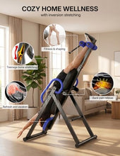 Load image into Gallery viewer, YOLEO Gravity Heavy Duty Inversion Table with Headrest &amp; Adjustable Protective Belt Back Stretcher Machine for Pain Relief Therapy (W1-Blue)
